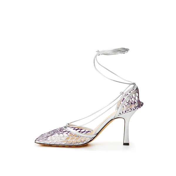 Silver Cotton Leather Sandals Bottega Veneta