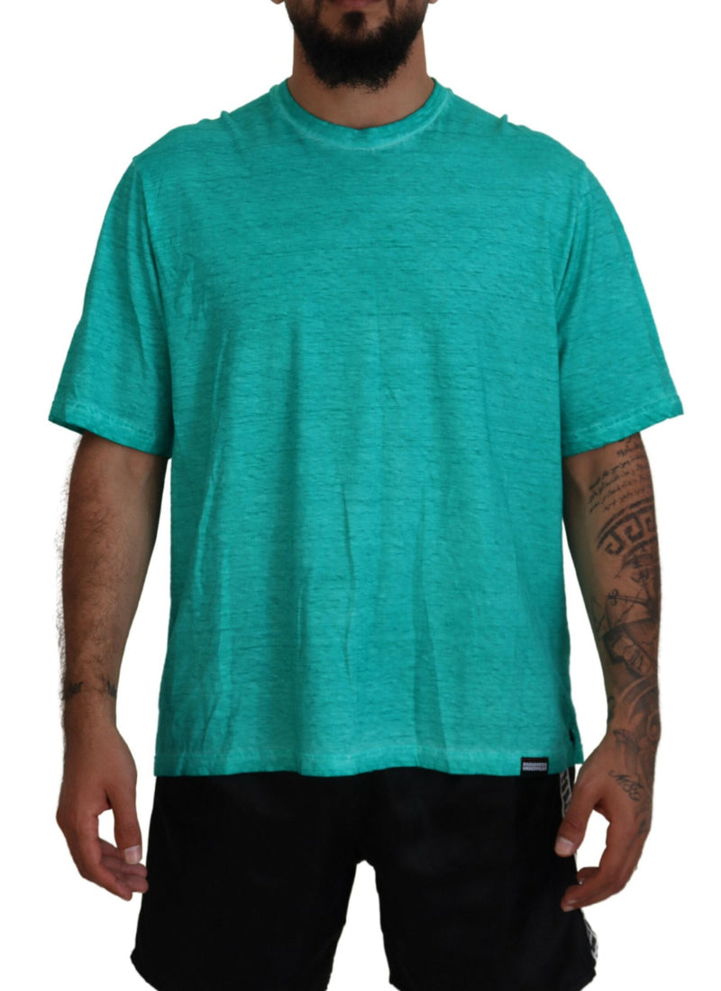 Light Green Cotton Linen Short Sleeves T-shirt Dsquared²