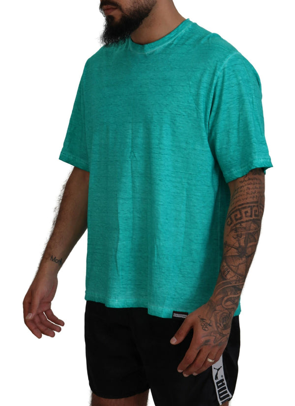 Light Green Cotton Linen Short Sleeves T-shirt Dsquared²