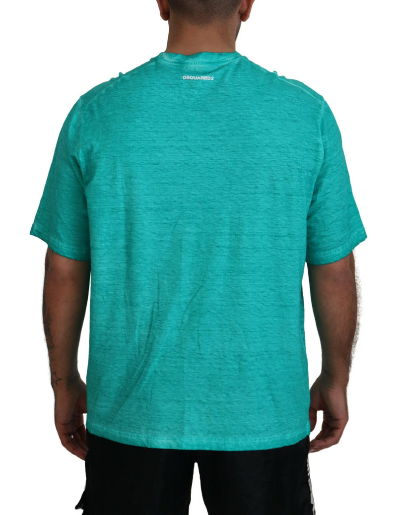 Light Green Cotton Linen Short Sleeves T-shirt Dsquared²