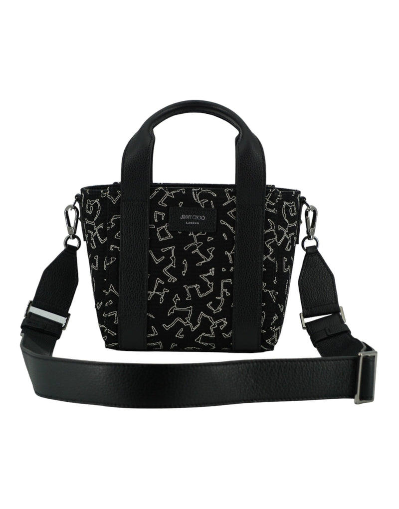 Black Leather and Canvas Small Tote Bag Jimmy Choo