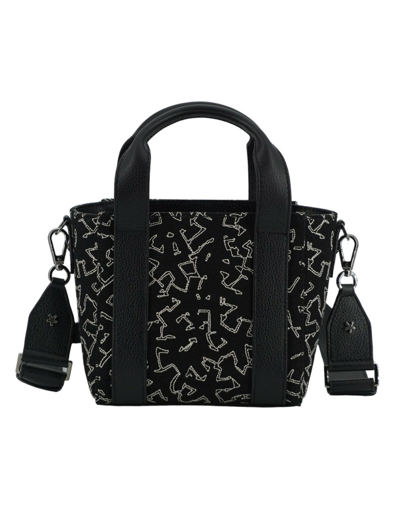 Black Leather and Canvas Small Tote Bag Jimmy Choo