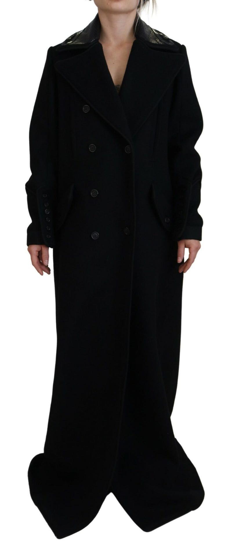 Black Double Breasted Long Coat Jacket Dsquared²