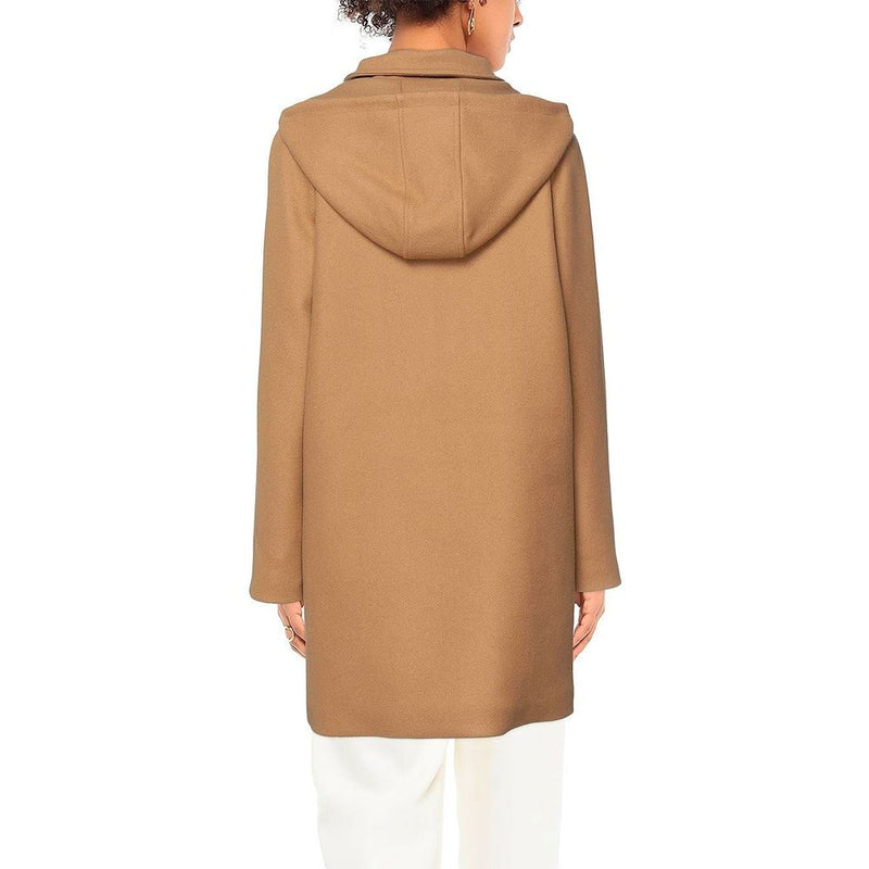 Brown Wool Women Coat Love Moschino