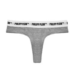 Gray Cotton Women Thong Philipp Plein