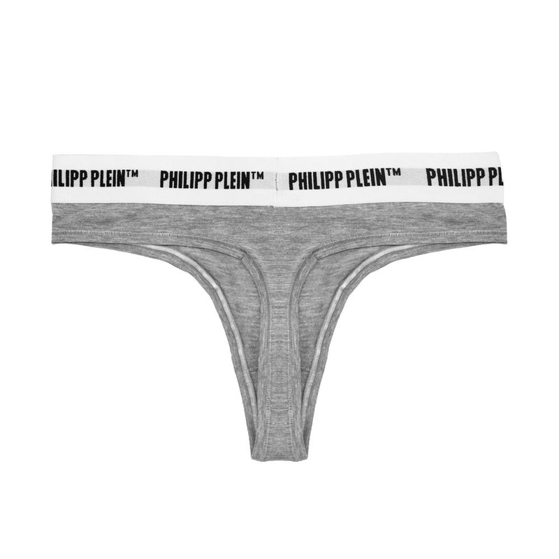 Gray Cotton Women Thong Philipp Plein