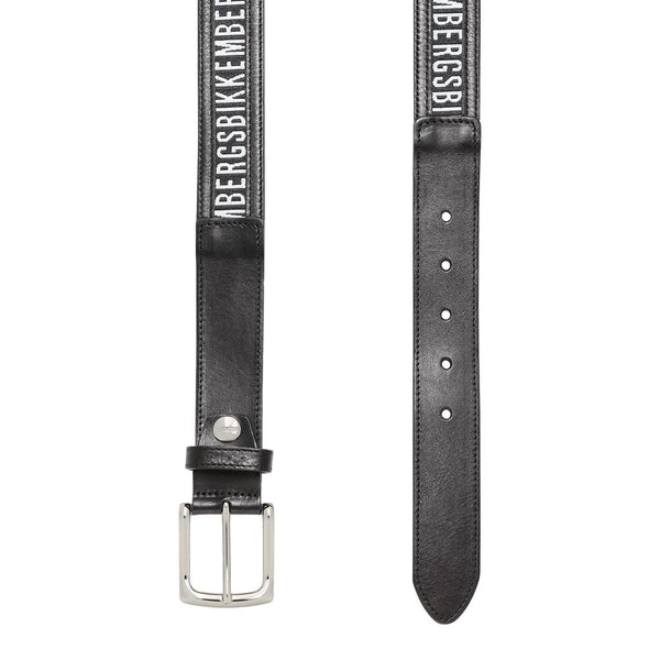 Black Calfskin Men Belt Bikkembergs