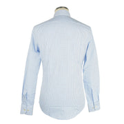 Elegant White & Blue Checked Milano Shirt Made in Italy