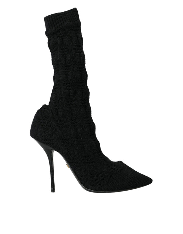 Black Stiletto Heels Mid Calf Boots Shoes Dolce & Gabbana