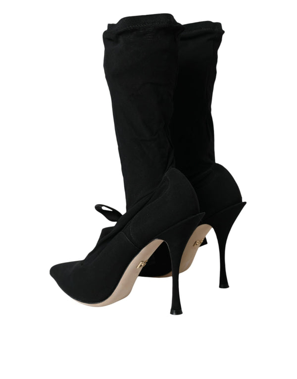 Black Stiletto Heels Mid Calf Boots Shoes Dolce & Gabbana