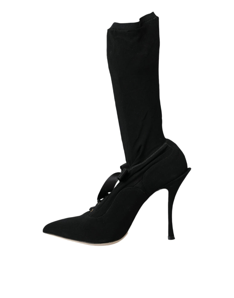 Black Stiletto Heels Mid Calf Boots Shoes Dolce & Gabbana