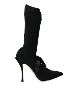 Black Stiletto Heels Mid Calf Boots Shoes Dolce & Gabbana