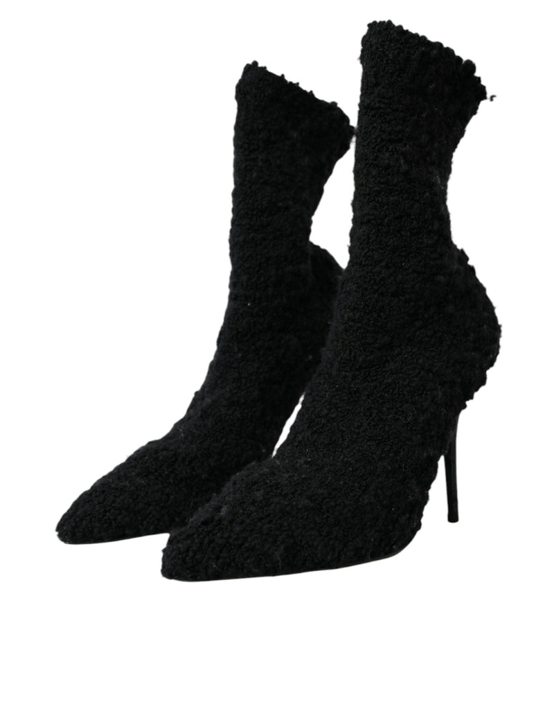 Black Stiletto Heels Mid Calf Boots Shoes Dolce & Gabbana