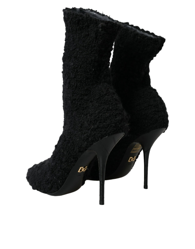 Black Stiletto Heels Mid Calf Boots Shoes Dolce & Gabbana