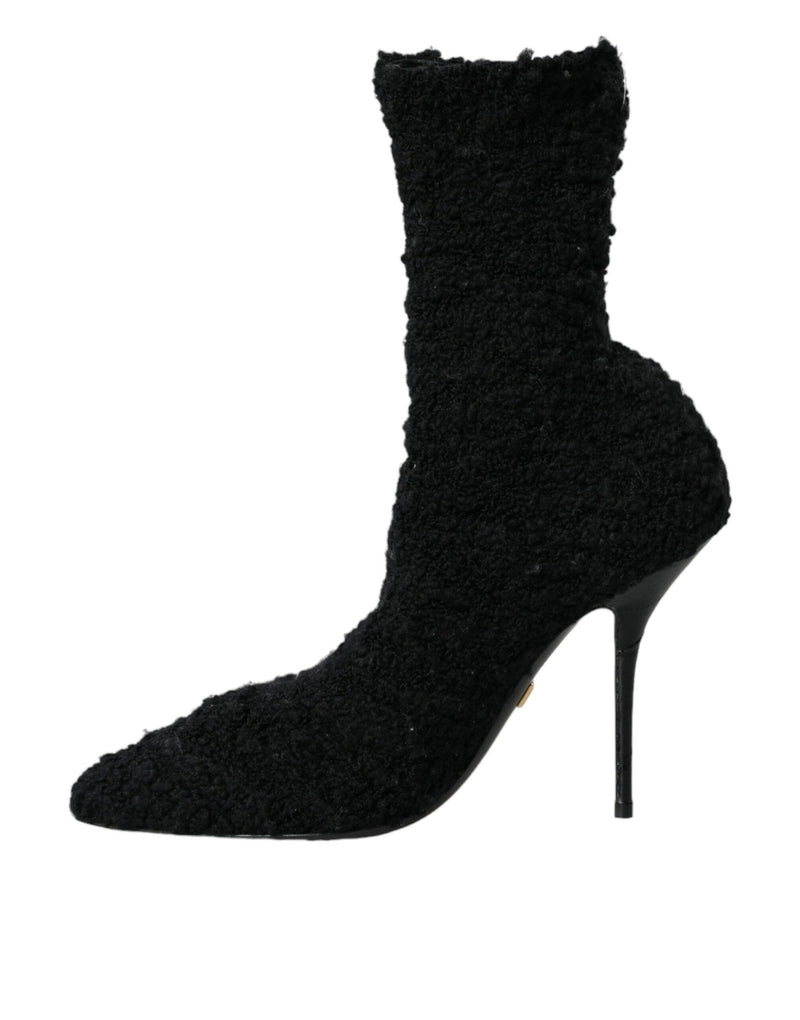 Black Stiletto Heels Mid Calf Boots Shoes Dolce & Gabbana