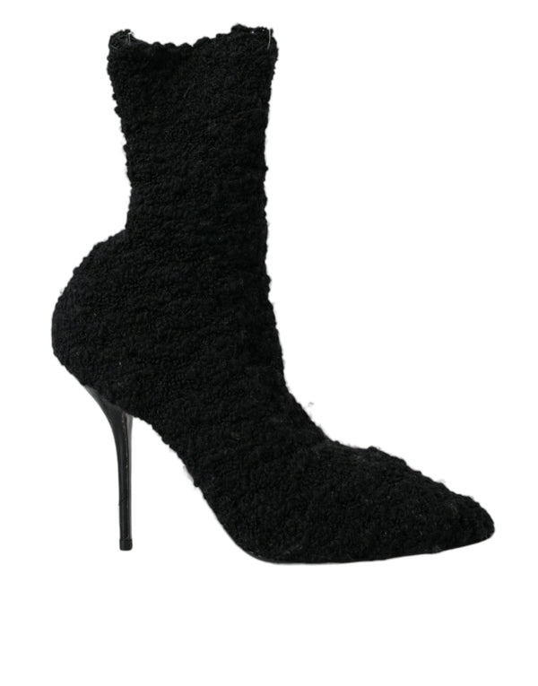 Black Stiletto Heels Mid Calf Boots Shoes Dolce & Gabbana