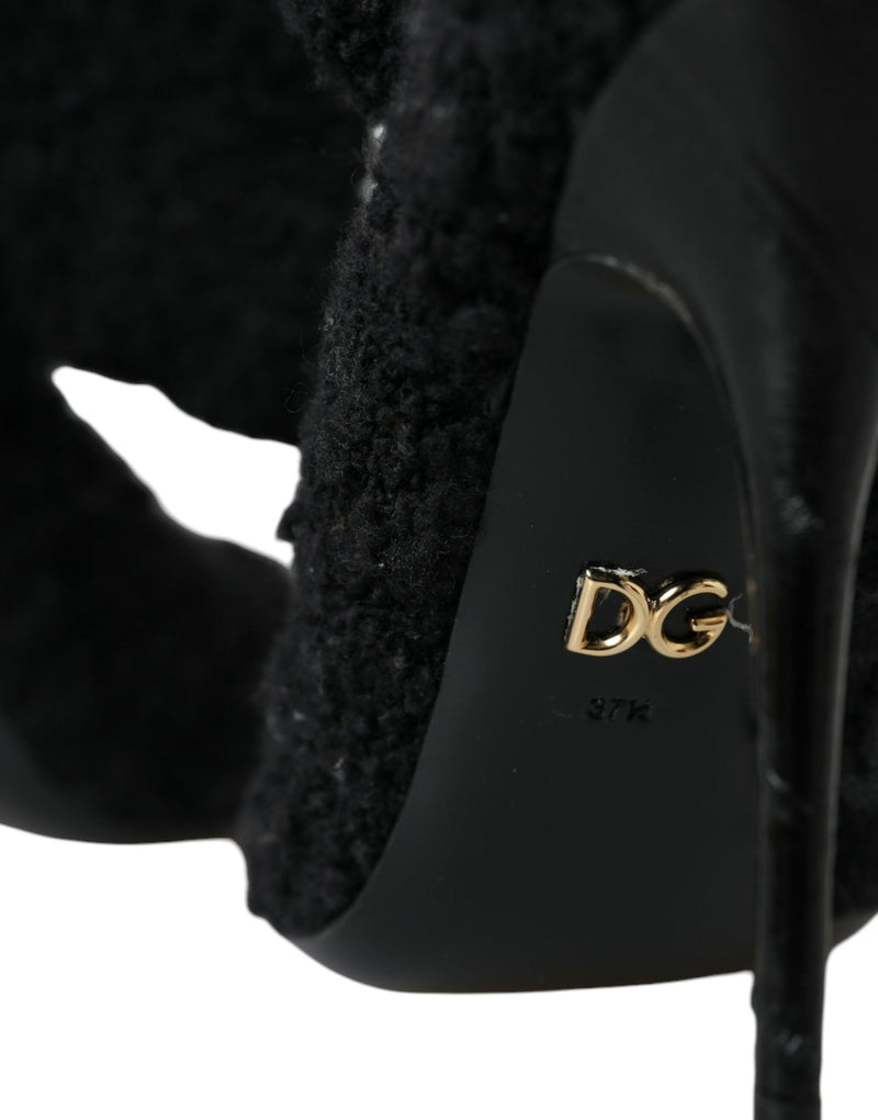 Black Stiletto Heels Mid Calf Boots Shoes Dolce & Gabbana