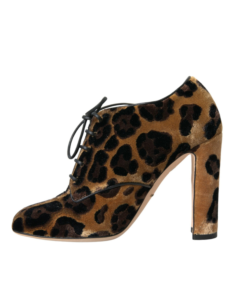 Brown Leopard Hair Lace Up Booties Shoes Dolce & Gabbana