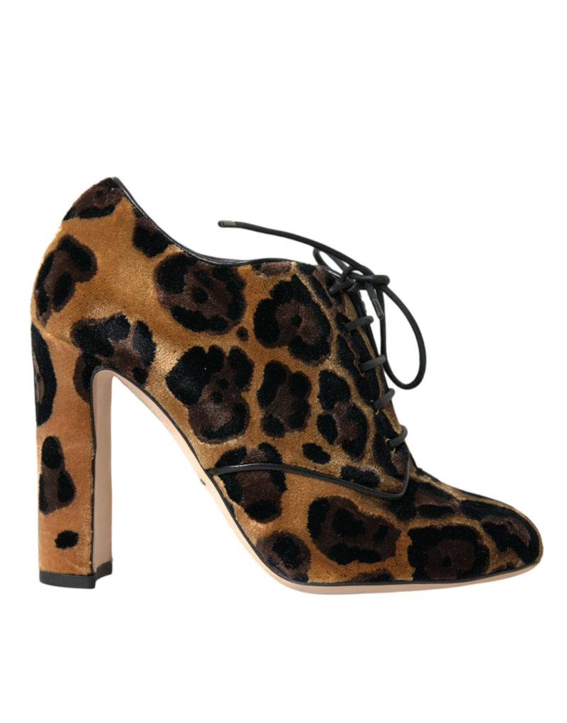 Brown Leopard Hair Lace Up Booties Shoes Dolce & Gabbana