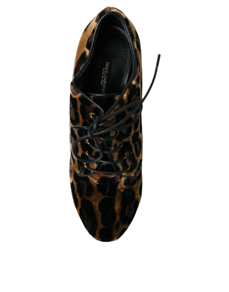 Brown Leopard Hair Lace Up Booties Shoes Dolce & Gabbana