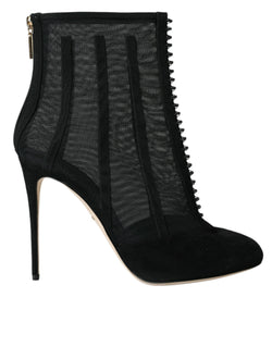 Black Mesh Stiletto Heels Ankle Boots Shoes Dolce & Gabbana