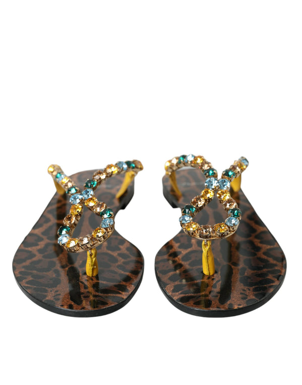 Mustard Crystal Calf Leather Beachwear Shoes Dolce & Gabbana