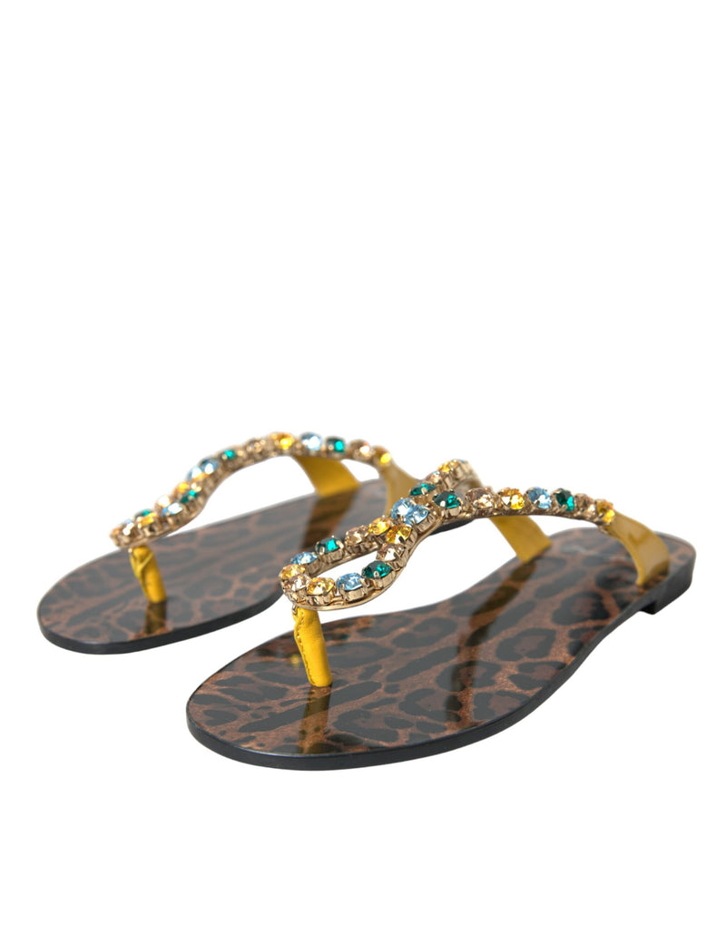 Mustard Crystal Calf Leather Beachwear Shoes Dolce & Gabbana