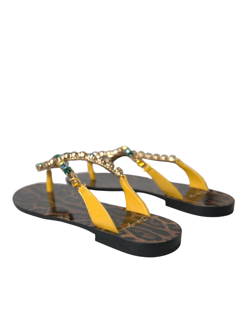 Mustard Crystal Calf Leather Beachwear Shoes Dolce & Gabbana