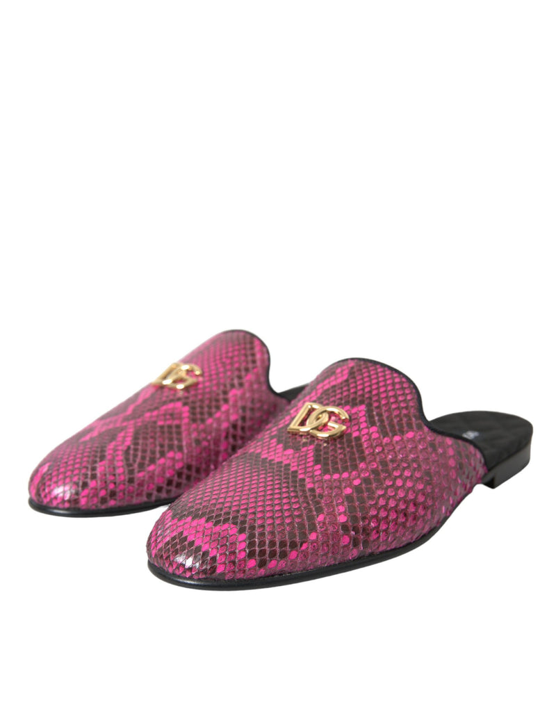 Fuchsia Python Logo Mule Flat Sandals Shoes Dolce & Gabbana