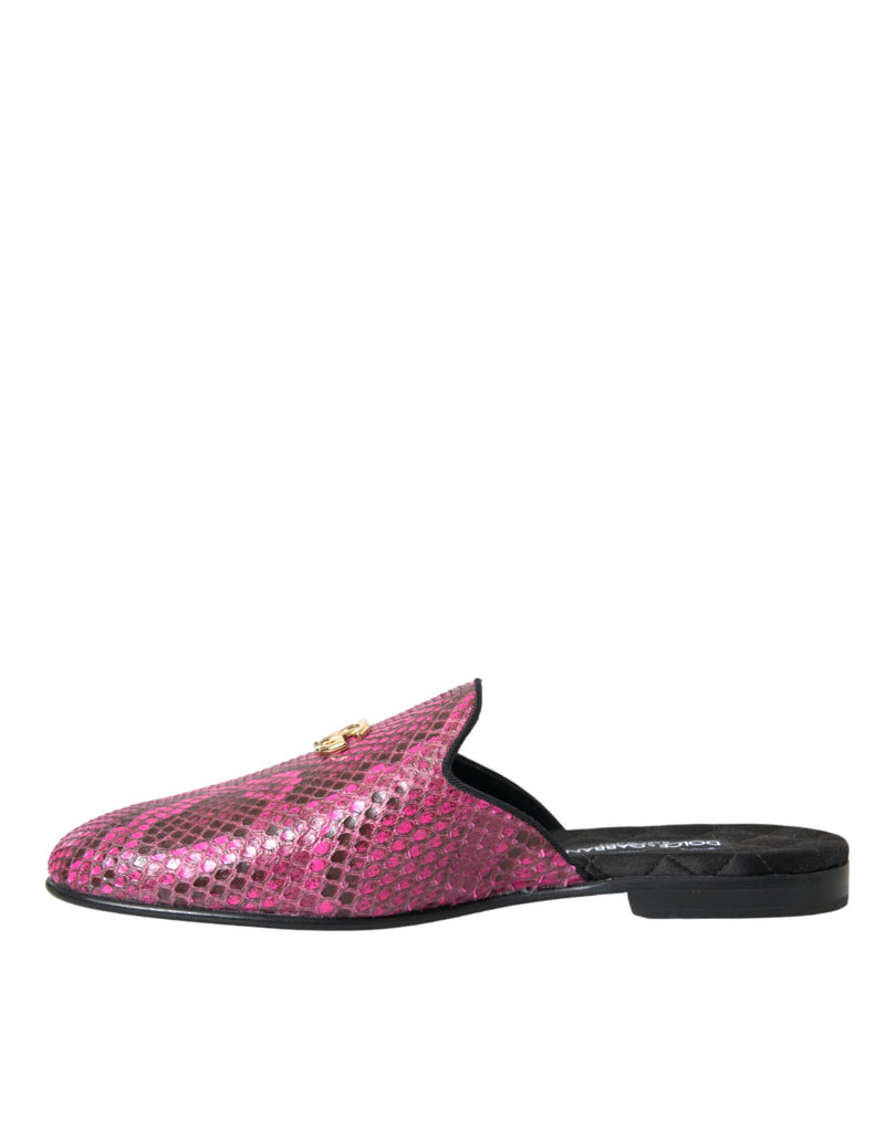 Fuchsia Python Logo Mule Flat Sandals Shoes Dolce & Gabbana