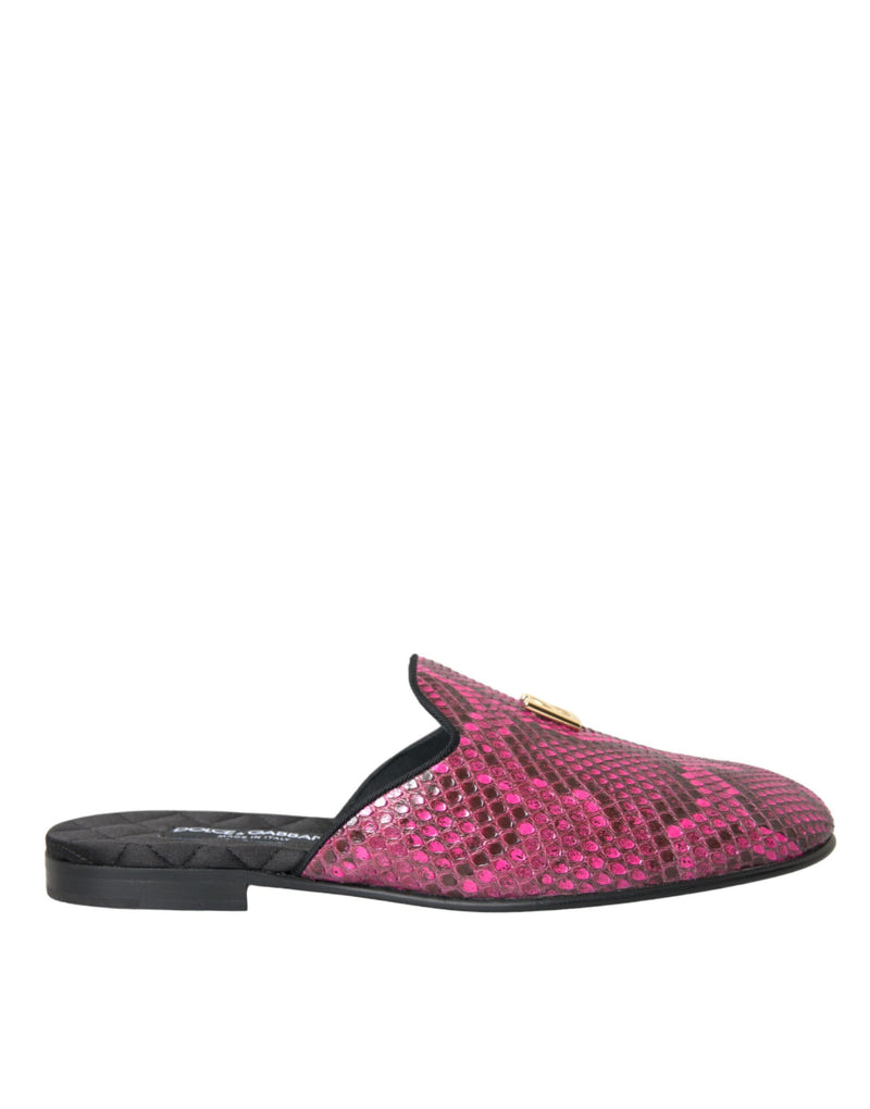 Fuchsia Python Logo Mule Flat Sandals Shoes Dolce & Gabbana