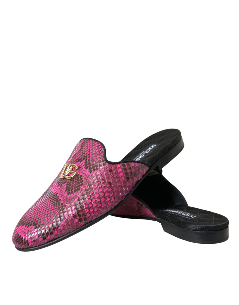 Fuchsia Python Logo Mule Flat Sandals Shoes Dolce & Gabbana