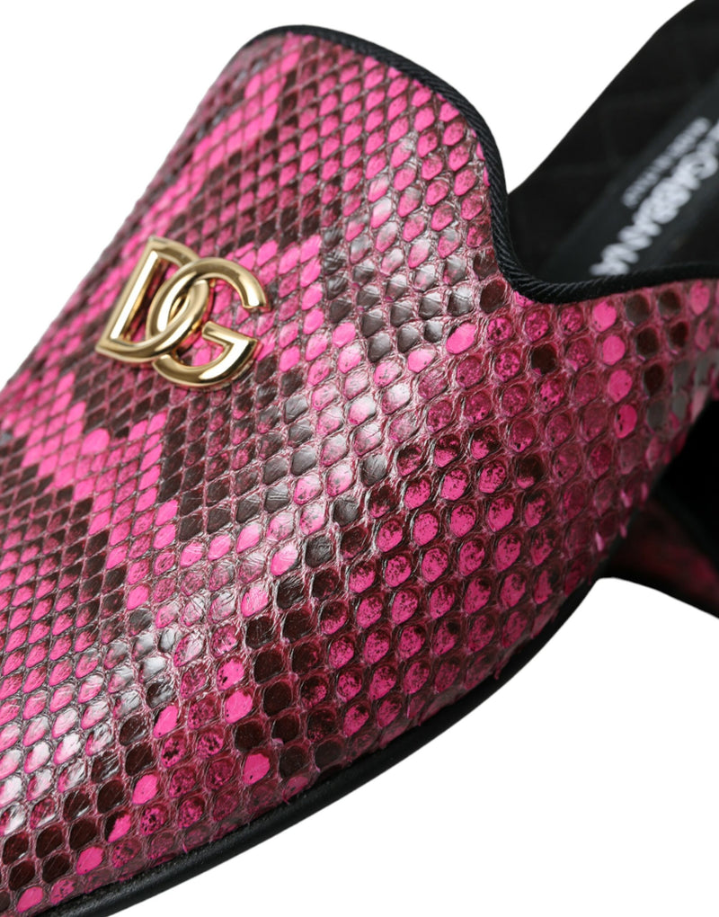 Fuchsia Python Logo Mule Flat Sandals Shoes Dolce & Gabbana