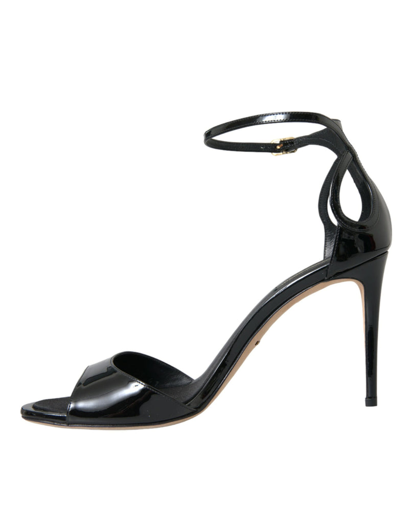 Black KEIRA Leather Heels Sandals Shoes Dolce & Gabbana