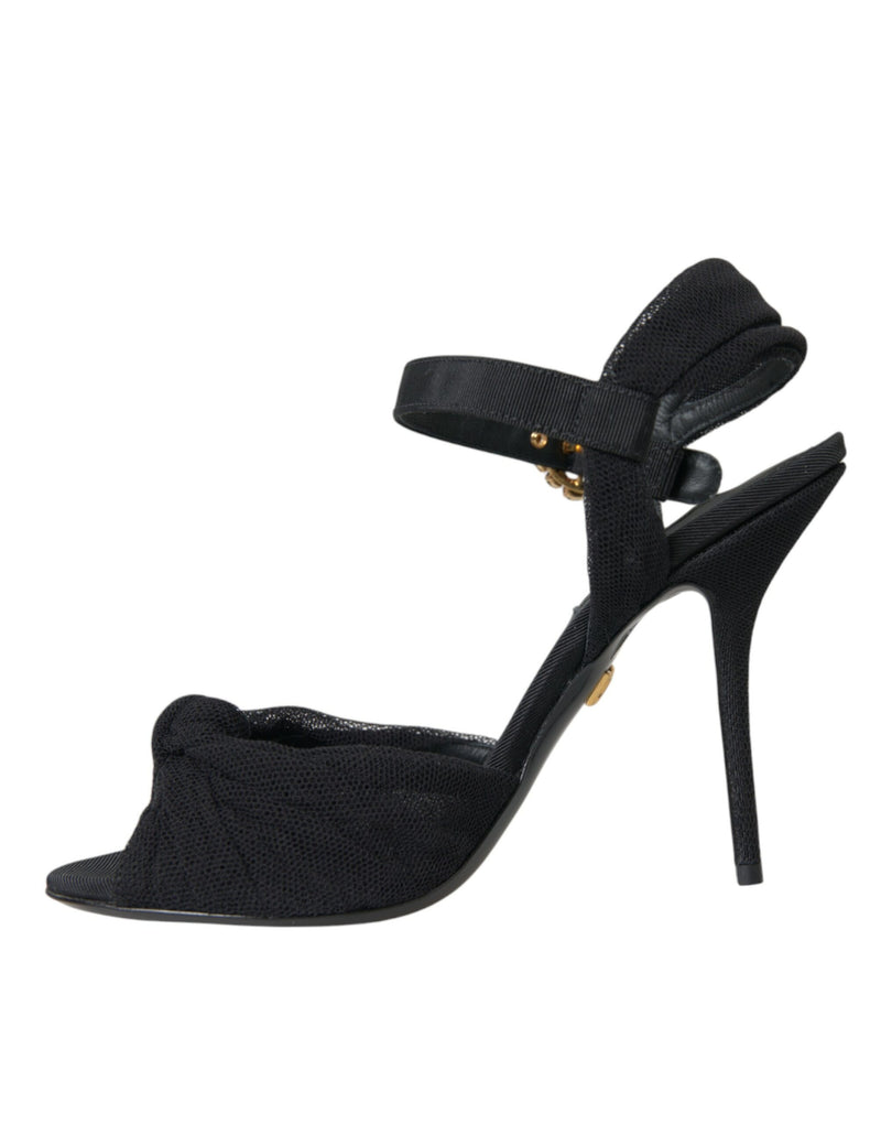 Black Suede Embellished Heels Sandals Shoes Dolce & Gabbana