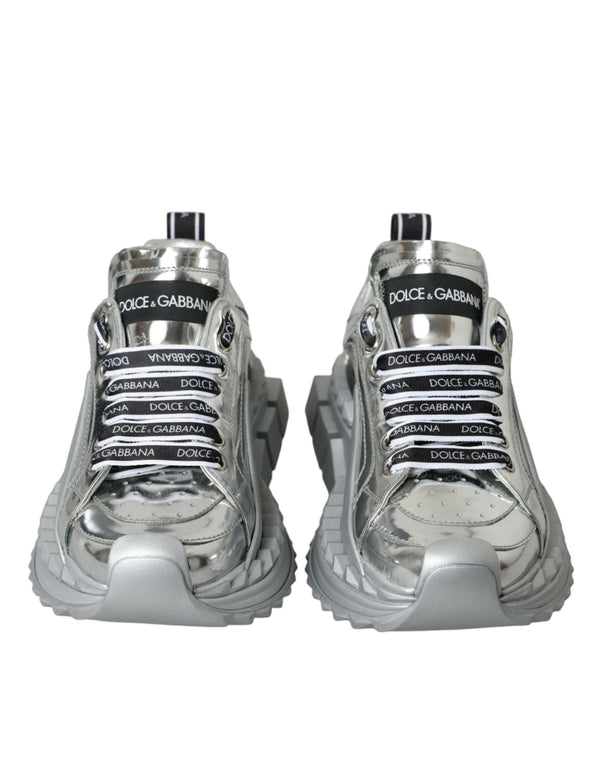 Silver Leather Super Queen Sneakers Shoes Dolce & Gabbana