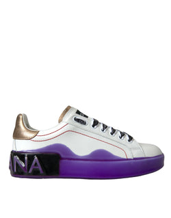 White Leather Portofino Low Top Sneakers Shoes Dolce & Gabbana