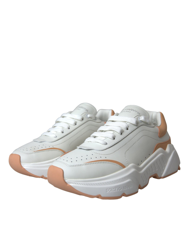 White Peach DAYMASTER Leather Sneakers Shoes Dolce & Gabbana