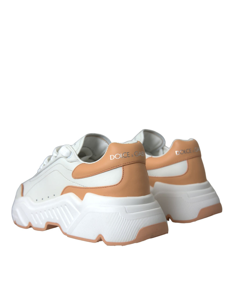 White Peach DAYMASTER Leather Sneakers Shoes Dolce & Gabbana