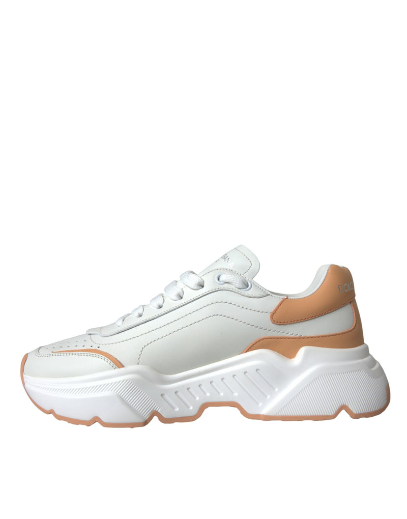 White Peach DAYMASTER Leather Sneakers Shoes Dolce & Gabbana