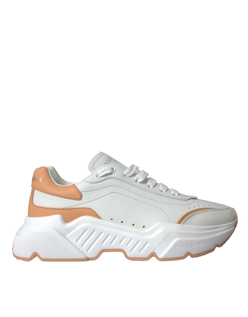 White Peach DAYMASTER Leather Sneakers Shoes Dolce & Gabbana