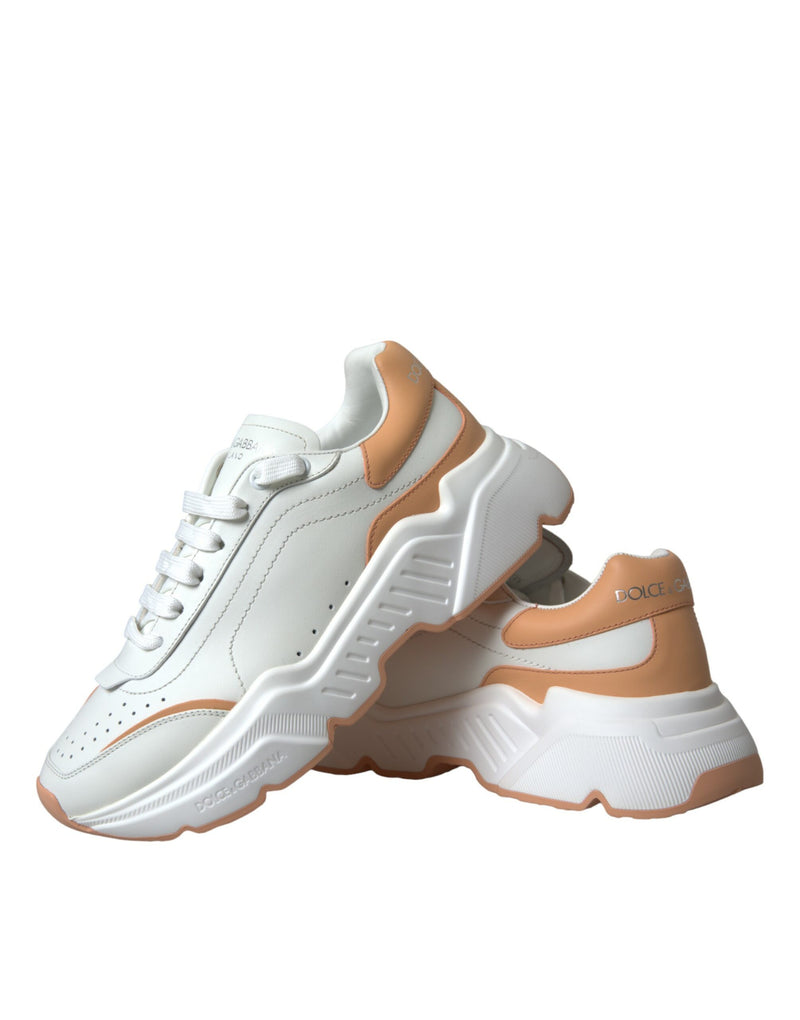 White Peach DAYMASTER Leather Sneakers Shoes Dolce & Gabbana