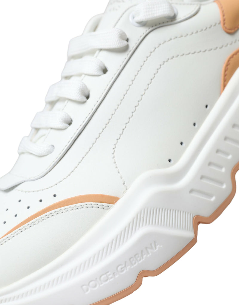 White Peach DAYMASTER Leather Sneakers Shoes Dolce & Gabbana