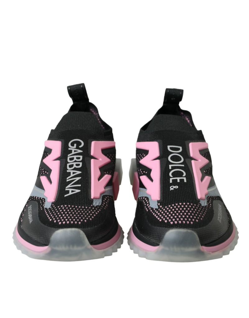 Black Pink Slip On Sorrento Sneakers Shoes Dolce & Gabbana