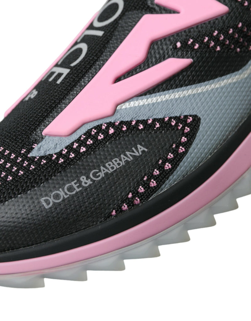 Black Pink Slip On Sorrento Sneakers Shoes Dolce & Gabbana