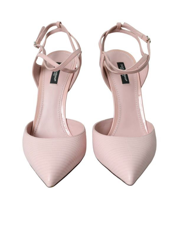 Pink Leather Ankle Strap Heels Pumps Shoes Dolce & Gabbana