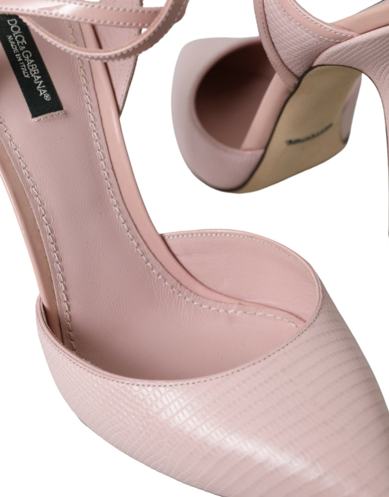 Pink Leather Ankle Strap Heels Pumps Shoes Dolce & Gabbana