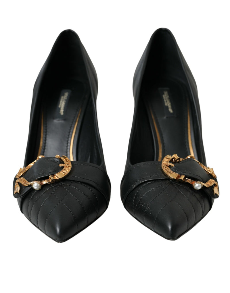 Black Devotion Leather Heels Pumps Shoes Dolce & Gabbana