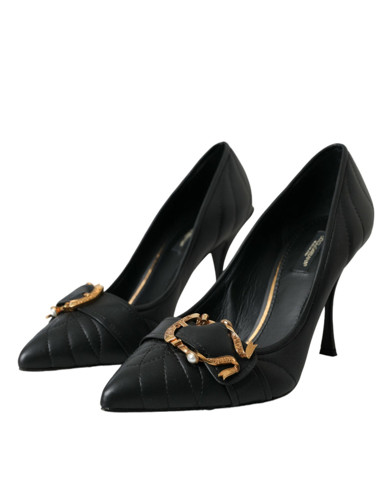 Black Devotion Leather Heels Pumps Shoes Dolce & Gabbana