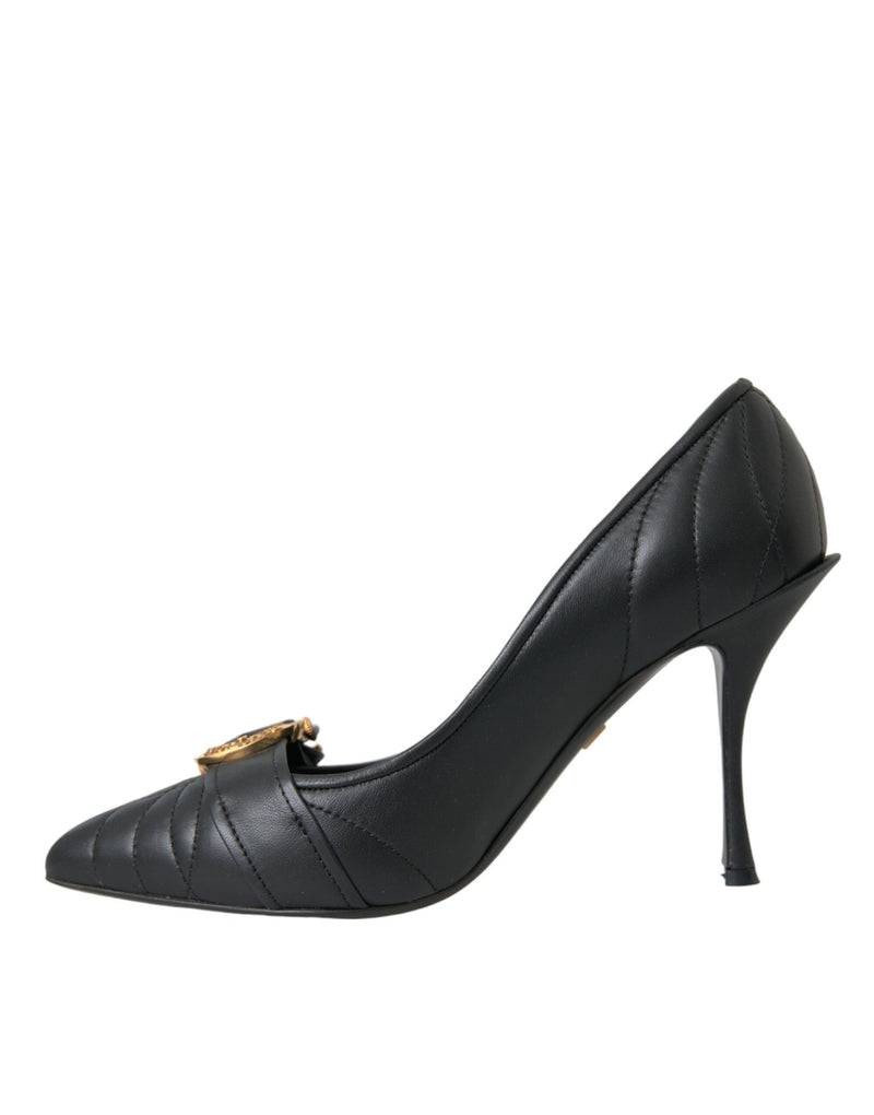 Black Devotion Leather Heels Pumps Shoes Dolce & Gabbana